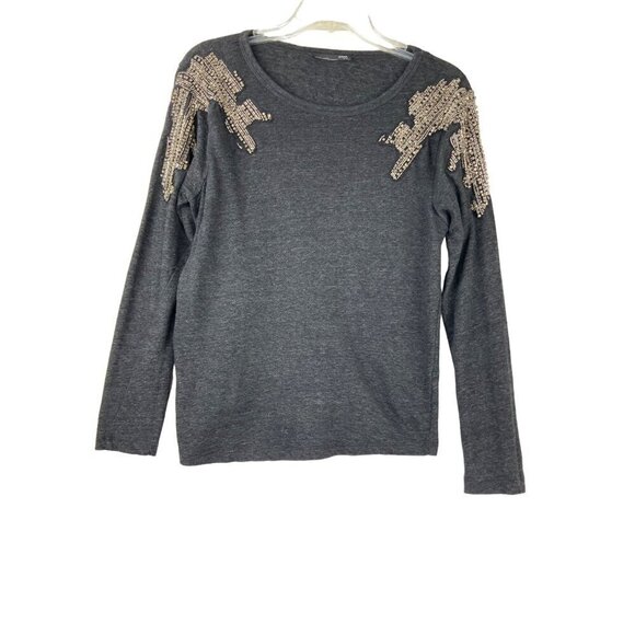 Zara women’s sweater encrusted stone trim Med lightweight - Picture 1 of 6
